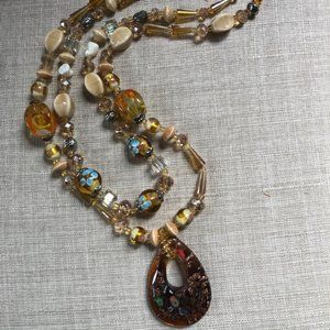 NWOT! Caramel Glass Bead Necklace!
